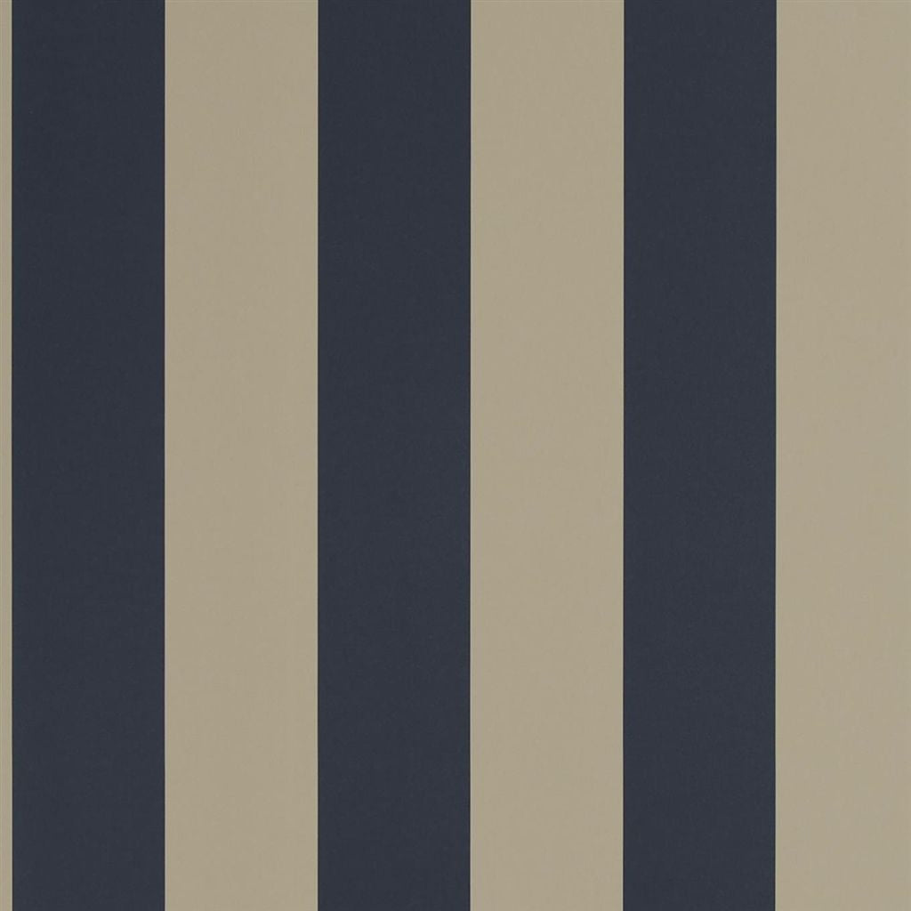 Spalding Stripe - Navy / Sand Wallpaper