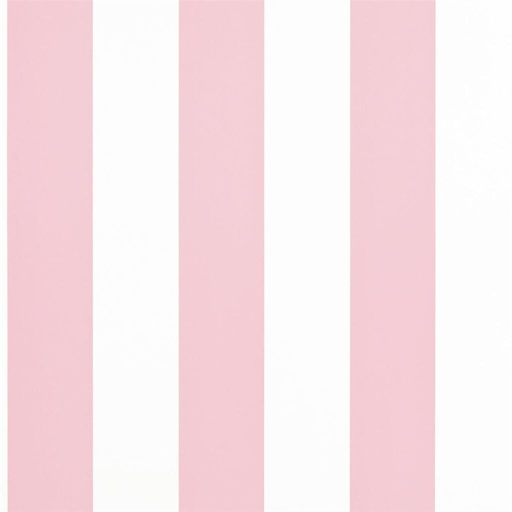 Spalding Stripe - Pink / White Wallpaper