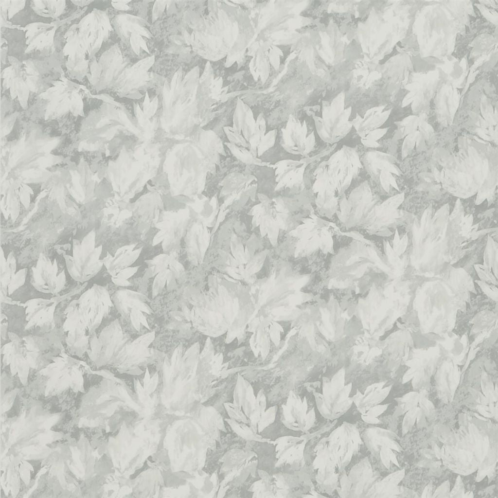 Fresco Leaf - Silver Wallpaper