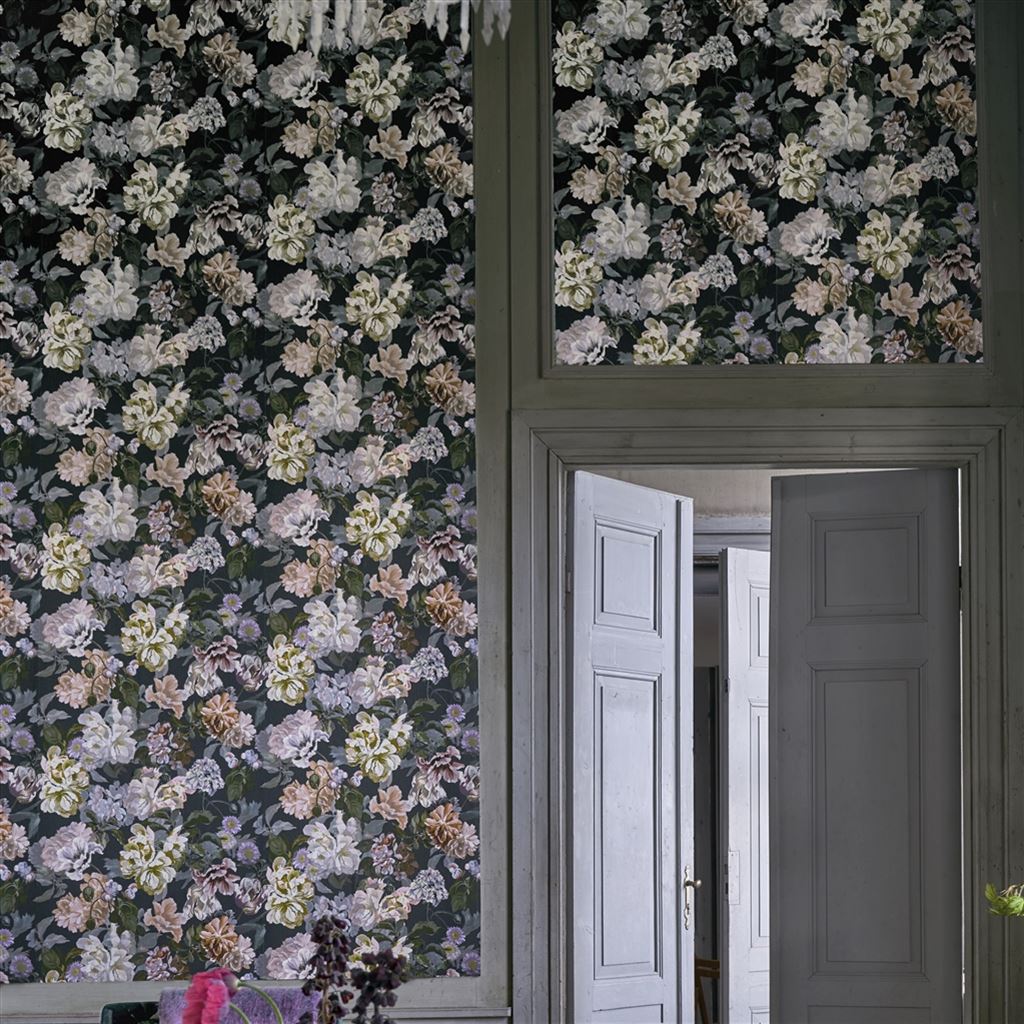 Designers Guild Delft Flower Charcoal Wallpaper Wallpaper