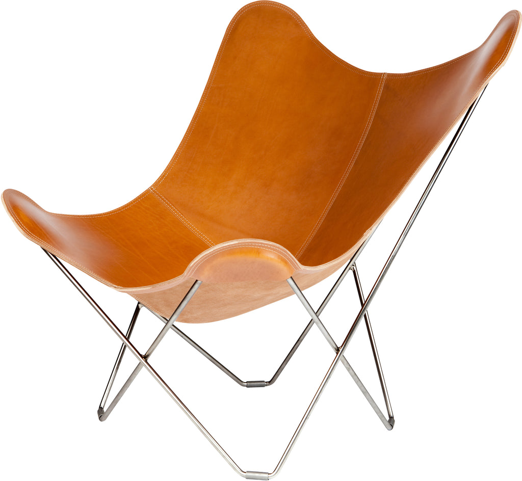Pampa Mariposa Polo Leather Chair with a Chrome Frame