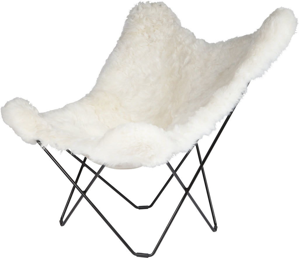 Iceland Mariposa Shorn White Chair with Chrome Frame