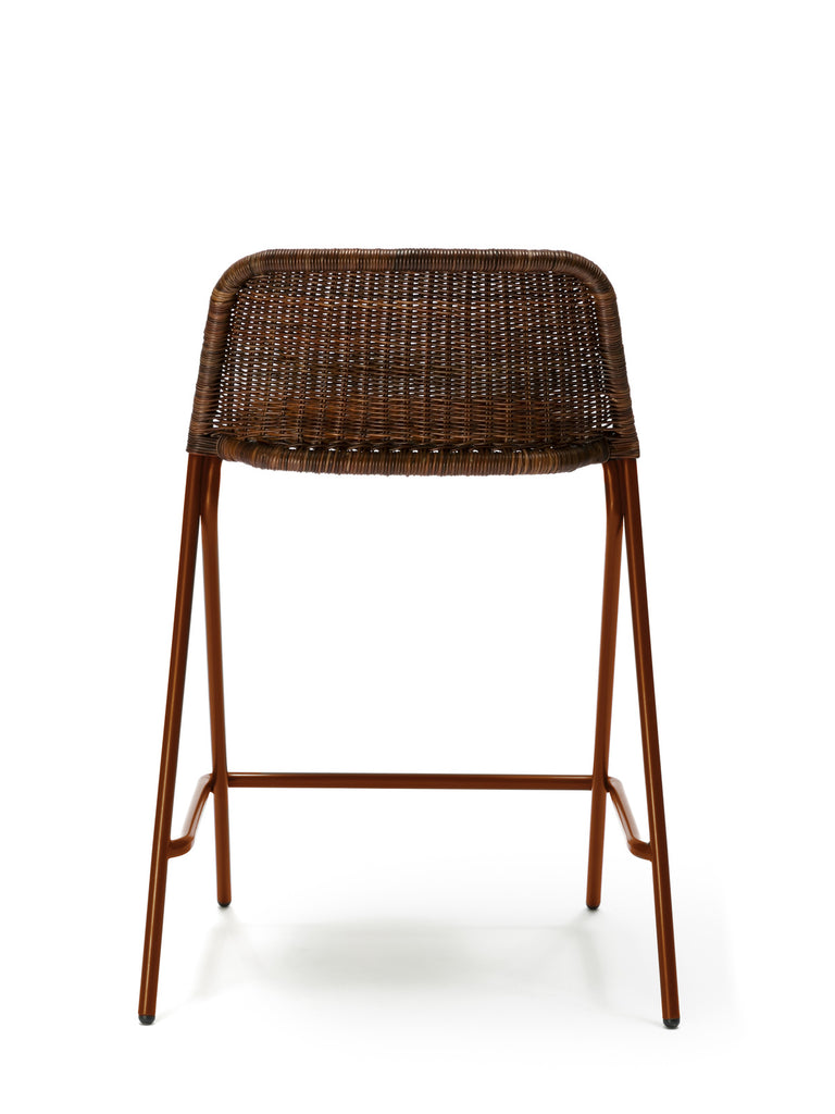 Kakۂ stool with backrest (oxide red frame / rust rattan slimit) bacl