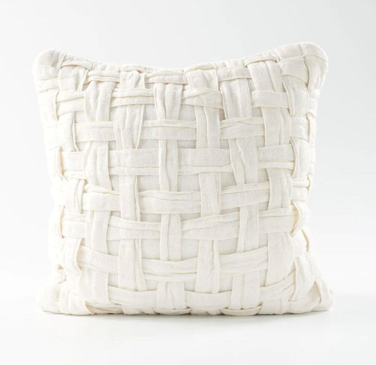 Crosier Handwoven Linen Cushion - Ivory