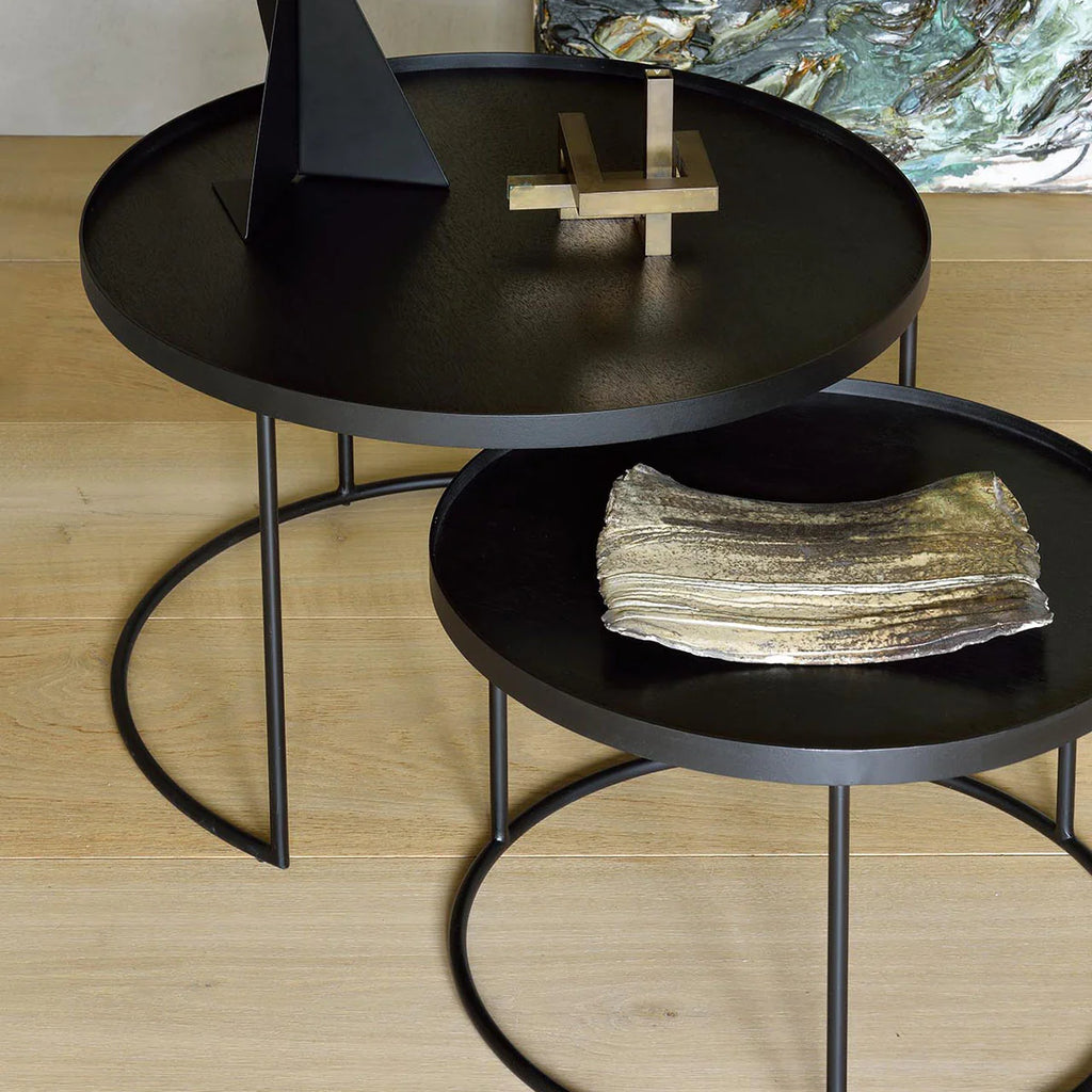 Ethnicraft Round Tray Coffee Table Set