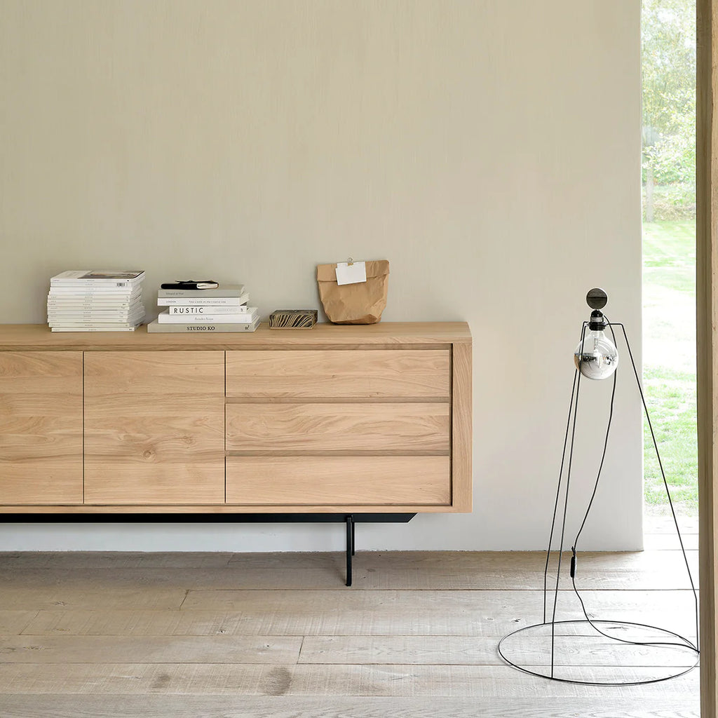 Ethnicraft Oak Shadow Sideboard- Black Metal Legs