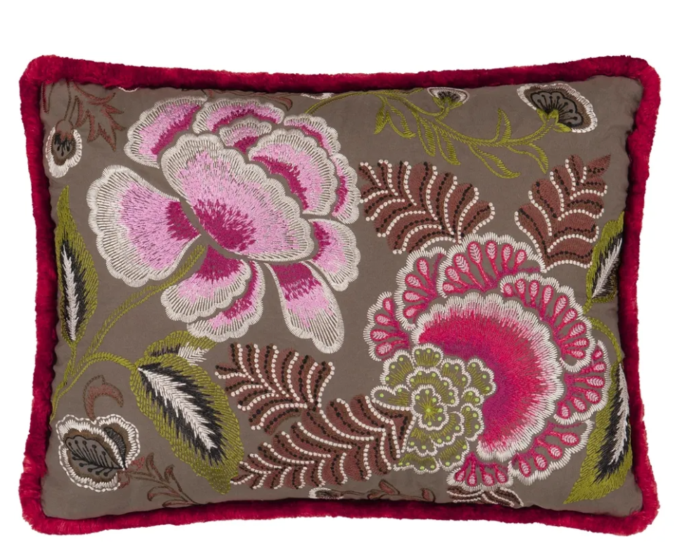 Rose De Damas Embroidered Cushion