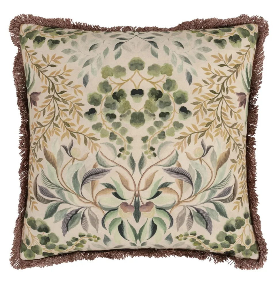 Ikebana Damask Embroidered Cushion