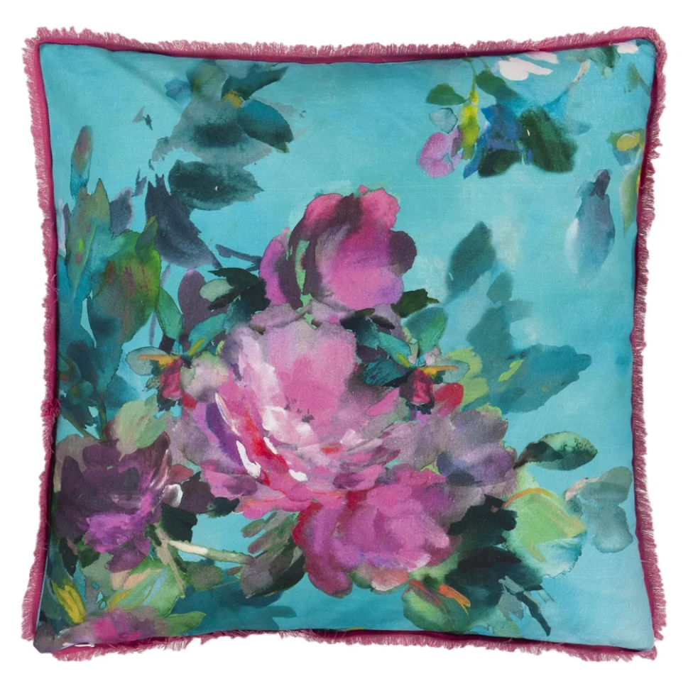 Bouquet De Roses Turquoise Cushion