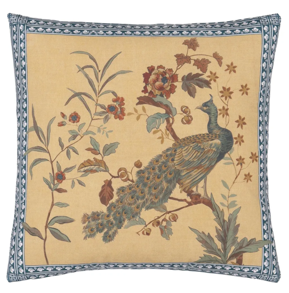 Peacock Toile Sepia Cushion