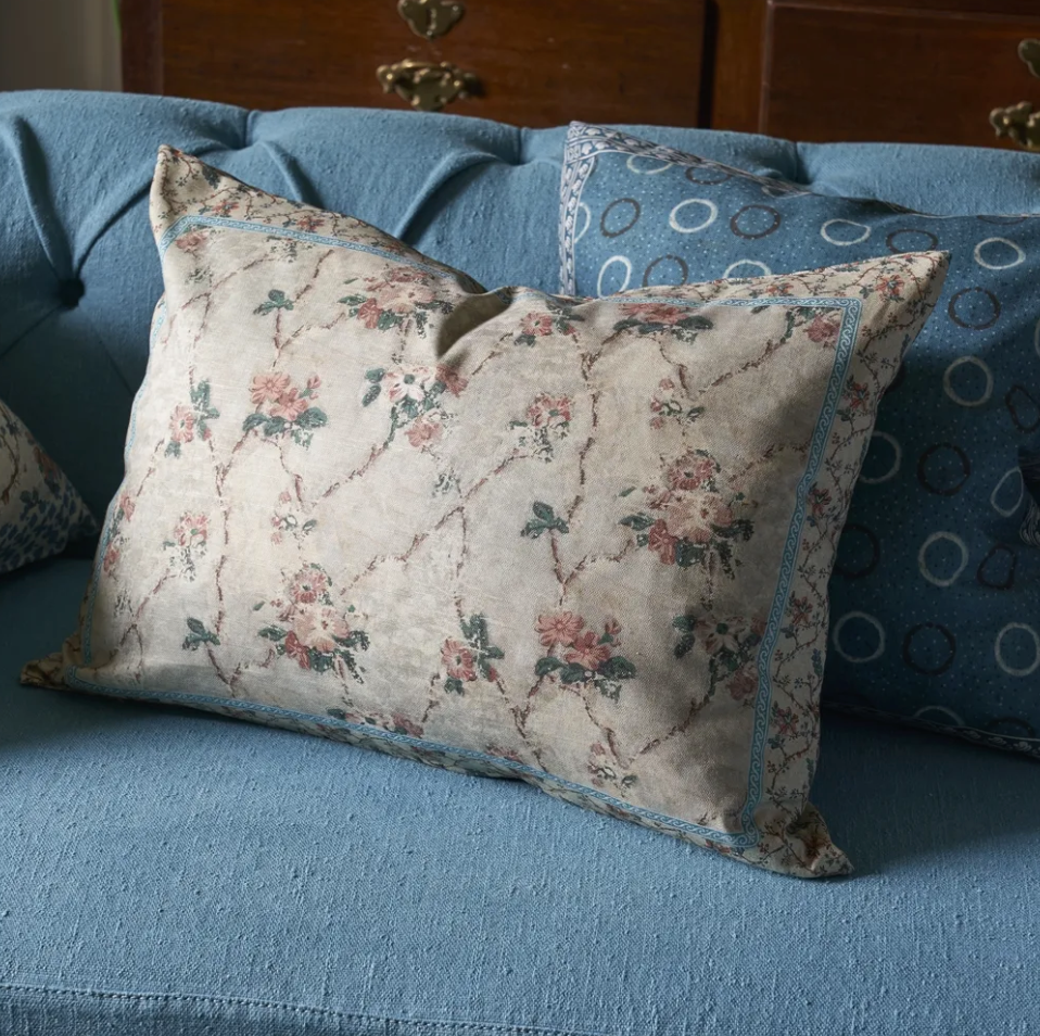 Vintage Floral Linen Cushion