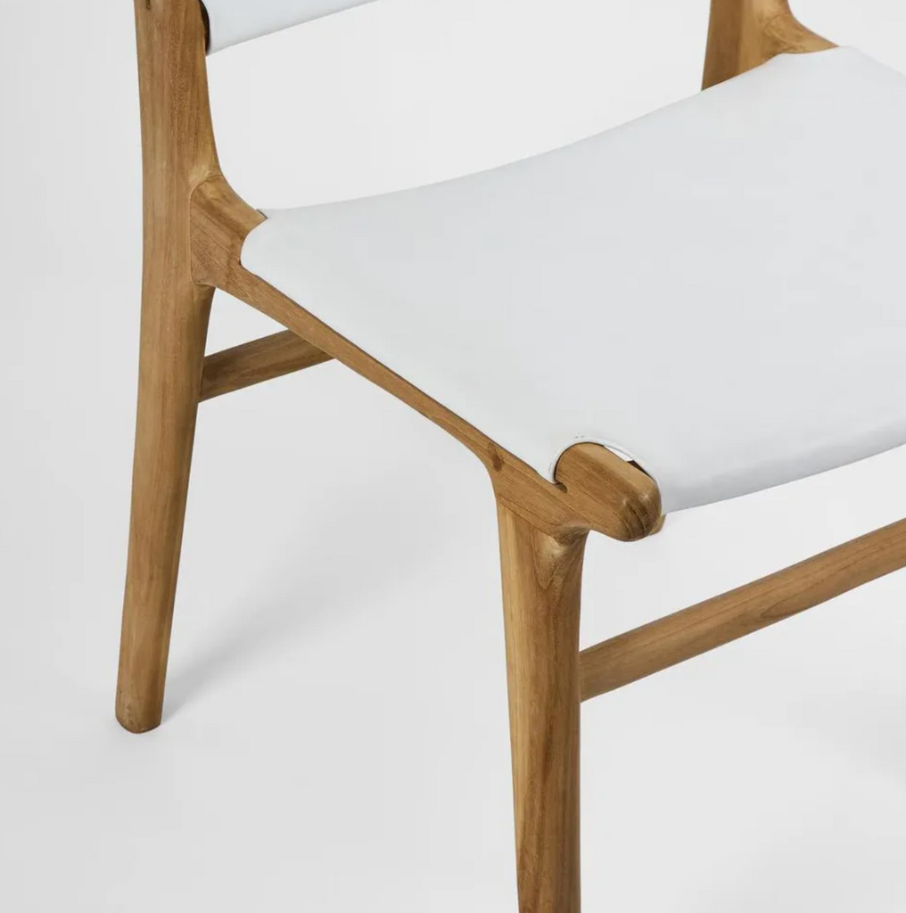 Scandi Dining Chair White Leather at The Back