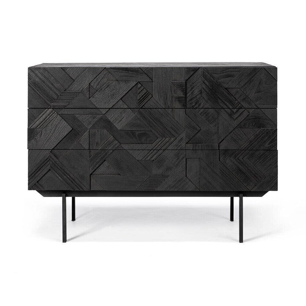 Teak Graphic black chest of drawers by Alain van Havre