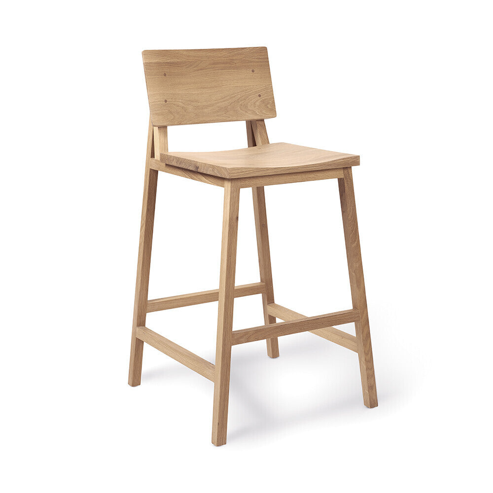 Oak N3 kitchen counter stool by Nathan Yong