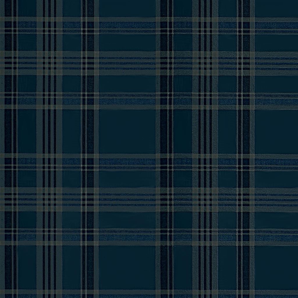 Deerpath Trail Plaid Indigo Wallpaper