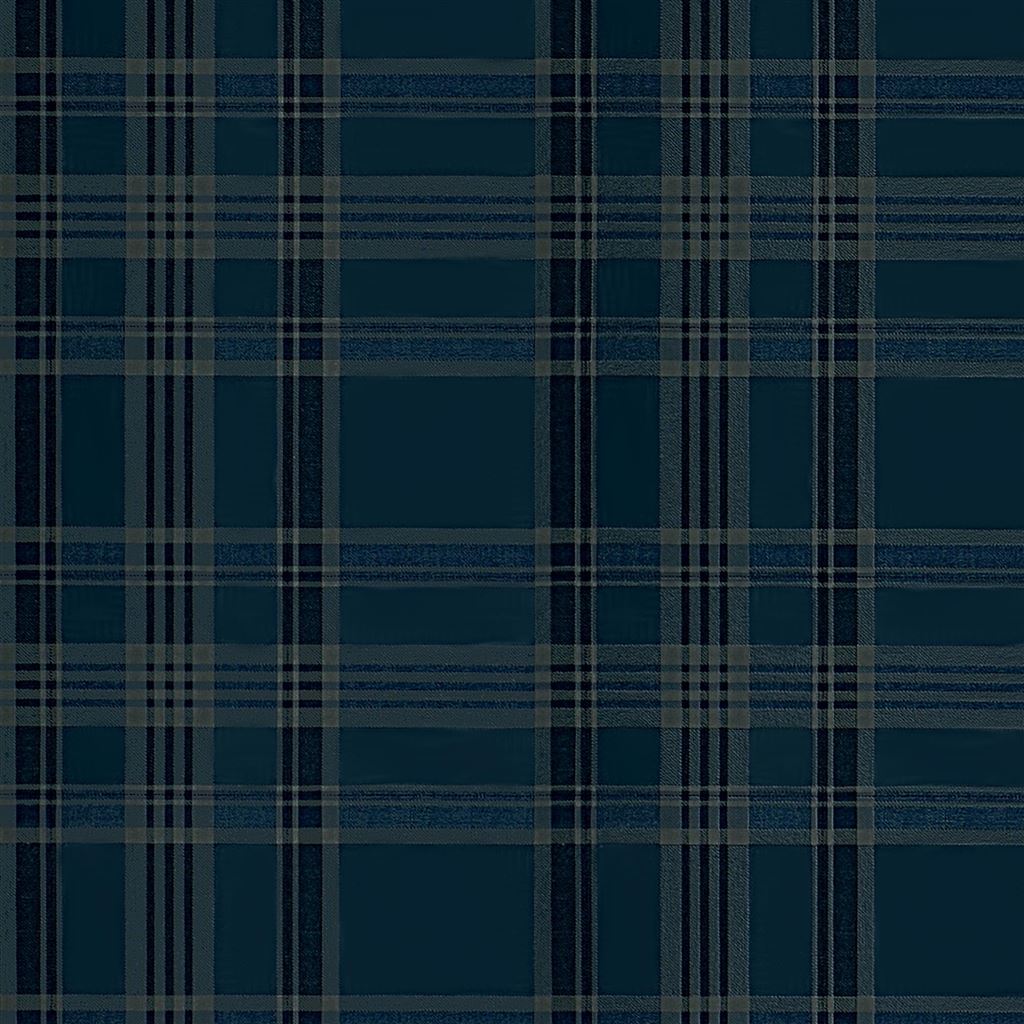 Deerpath Trail Plaid Indigo Wallpaper