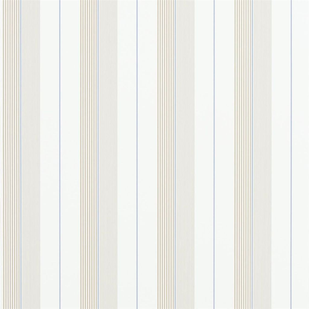 Aiden Stripe - Natural / Blue Wallpaper