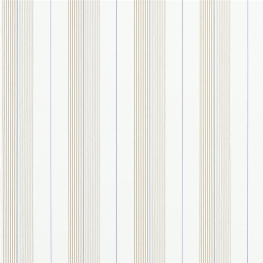 Aiden Stripe - Natural / Blue Wallpaper
