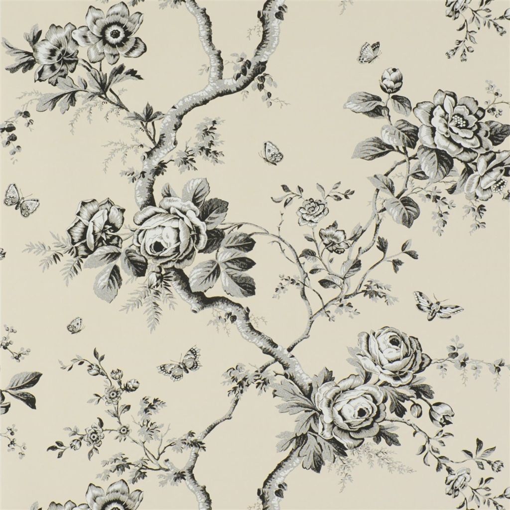 Ashfield Floral - Etched Black Wallpaper