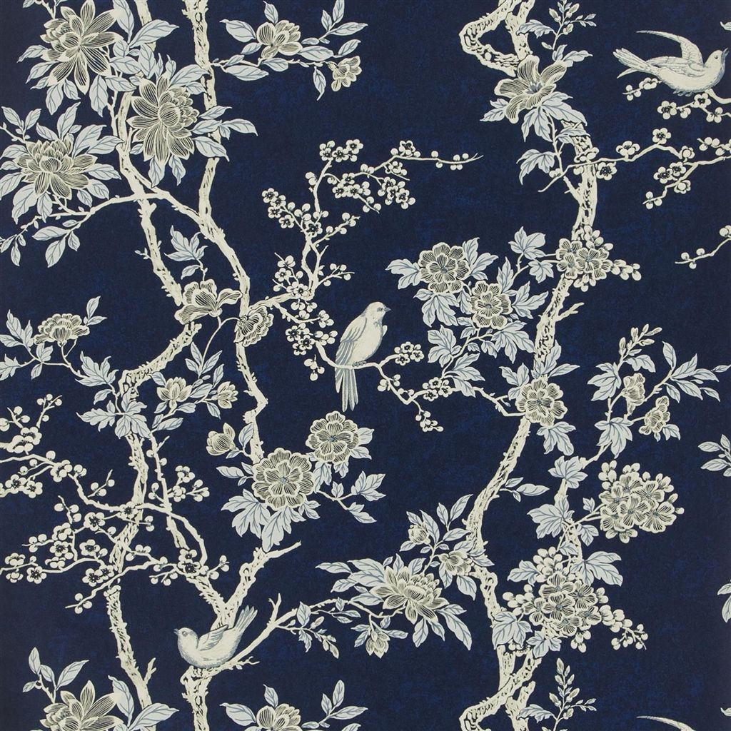 Marlowe Floral - Prussian Blue Wallpaper