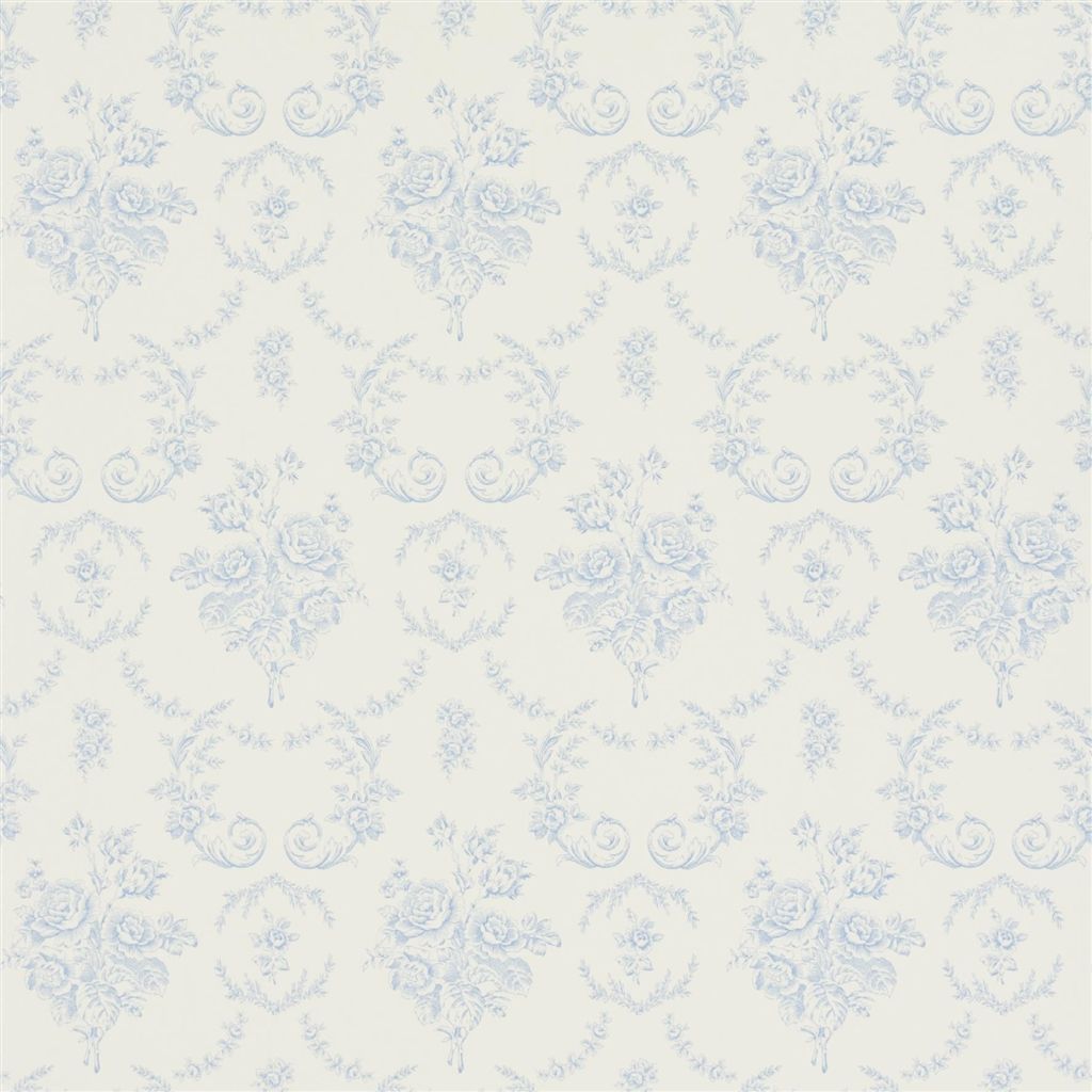 Saratoga Toile - Bluebell Wallpaper