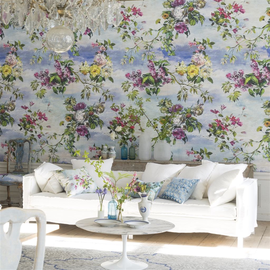 Designers Guild Caprifoglio - Sky Wallpaper Wallpaper