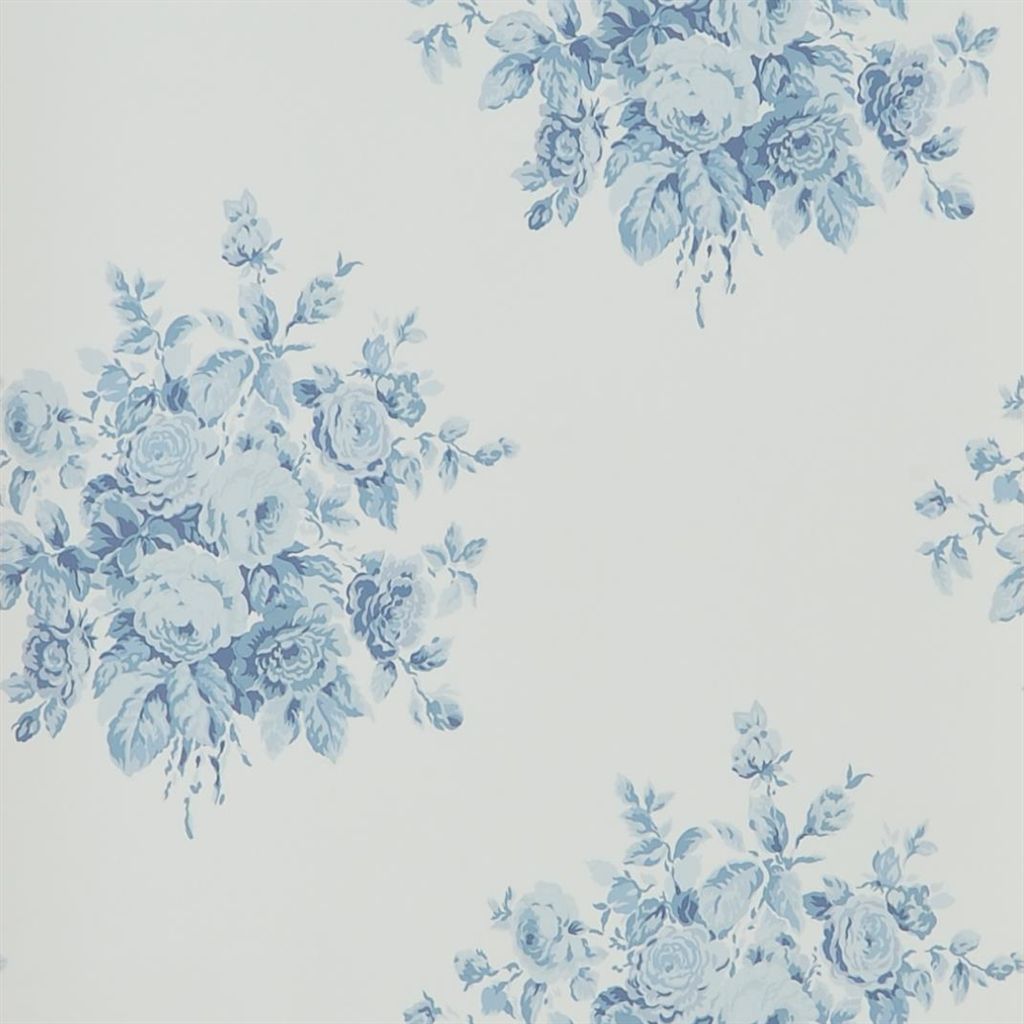 Wainscott Floral - Sky Wallpaper