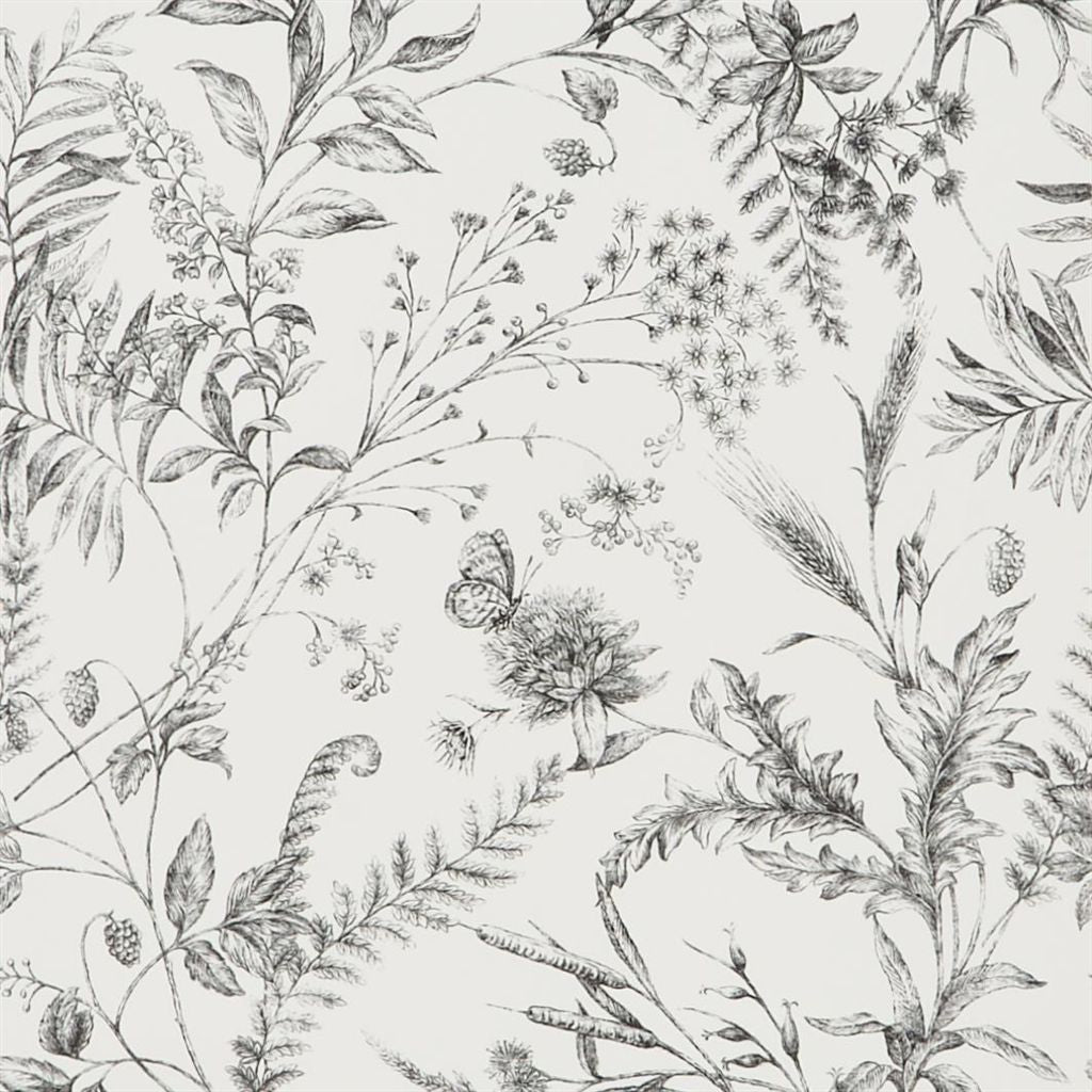 Fern Toile - Etched Black Wallpaper