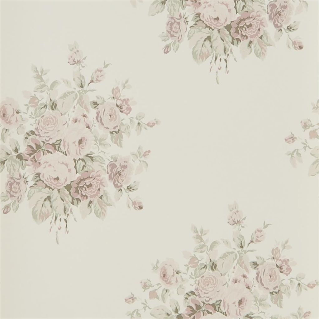 Wainscott Floral - Antique Rose Wallpaper