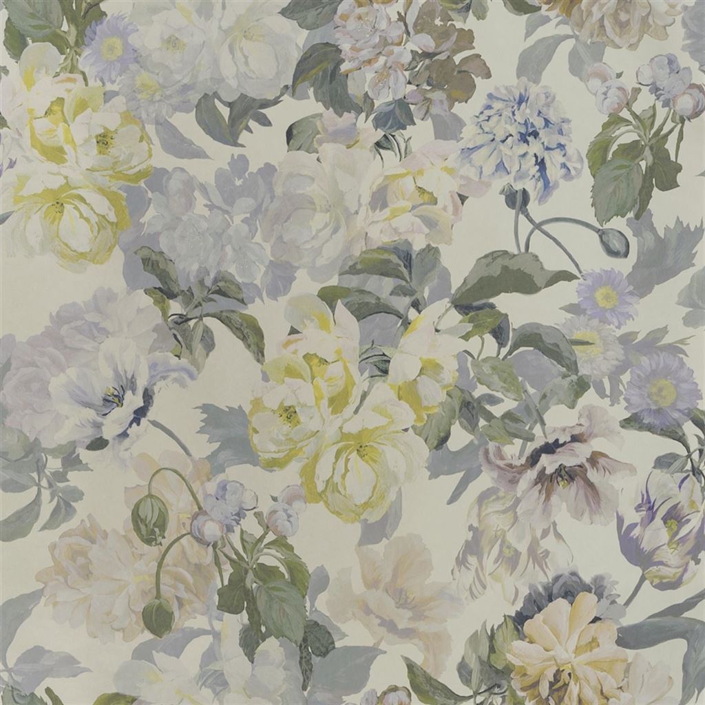 Delft Flower Pewter Wallpaper