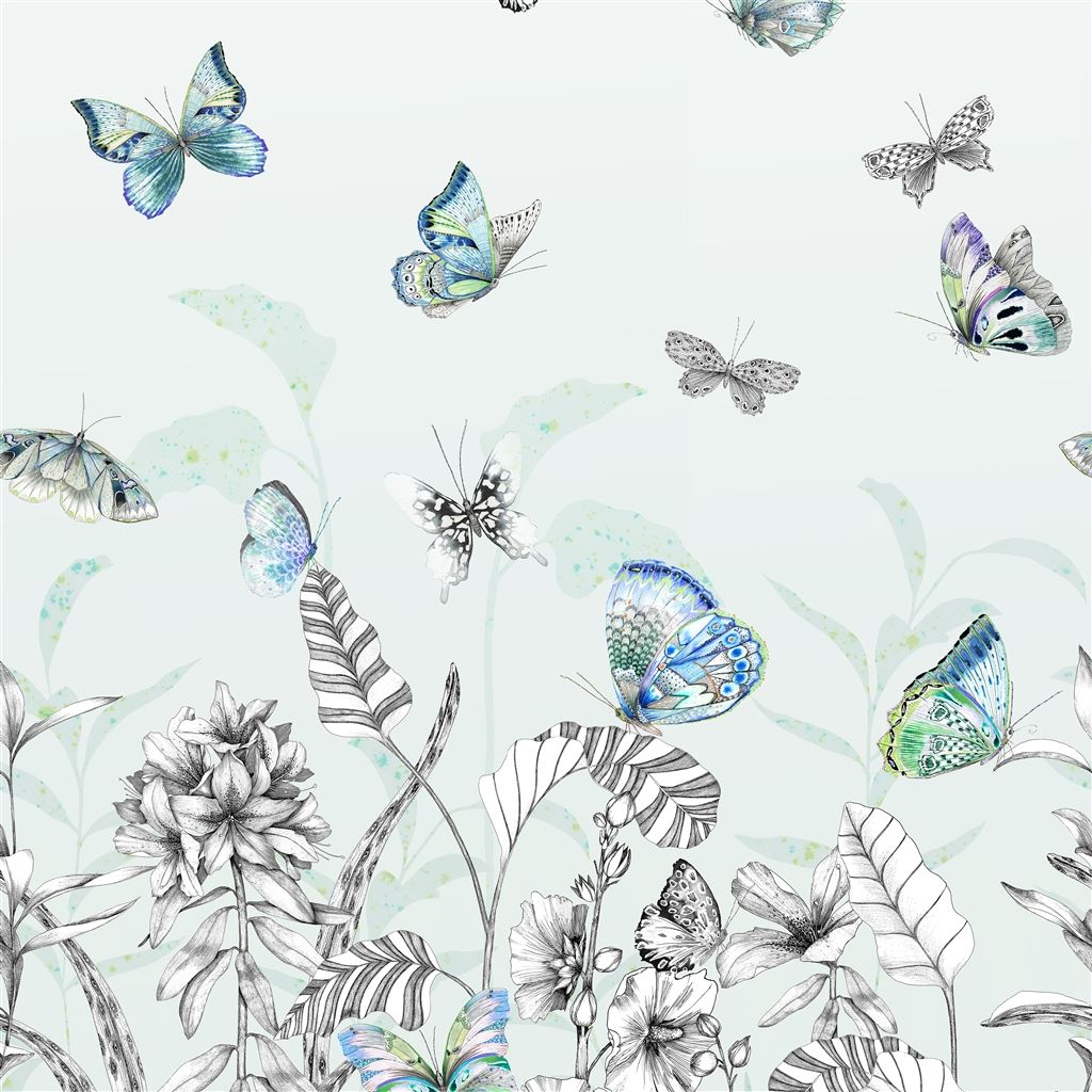 Papillons Eau De Nil Wallpaper