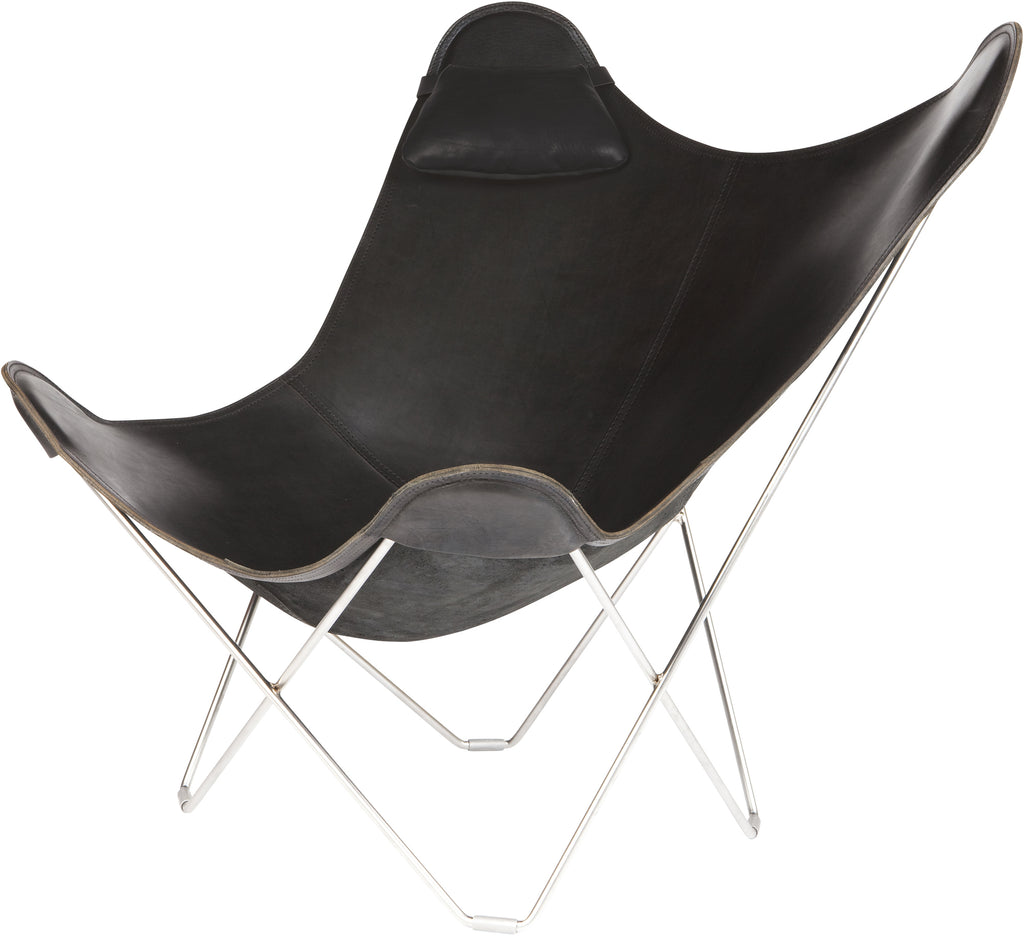 Pampa Mariposa Black Leather Chair Chair by Cuero - Feliz