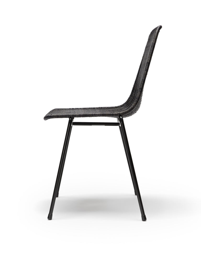 Basket chair (dark grey rattan slimit) side