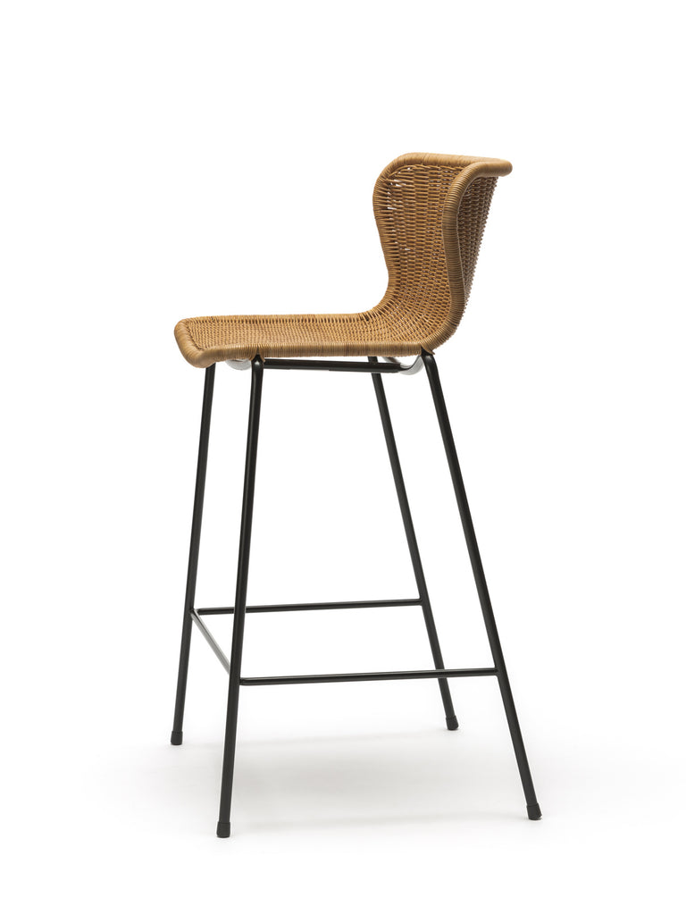 C603 stool indoor (rattan pulut) side angle