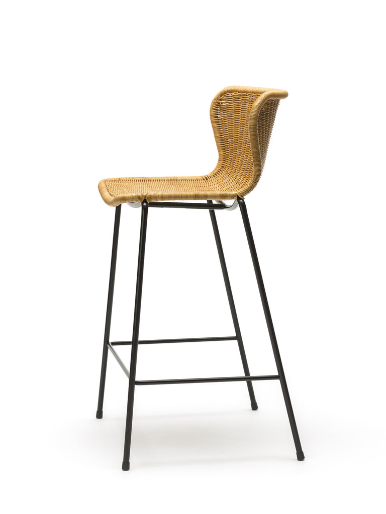 C603 stool indoor (rattan pulut) side angle