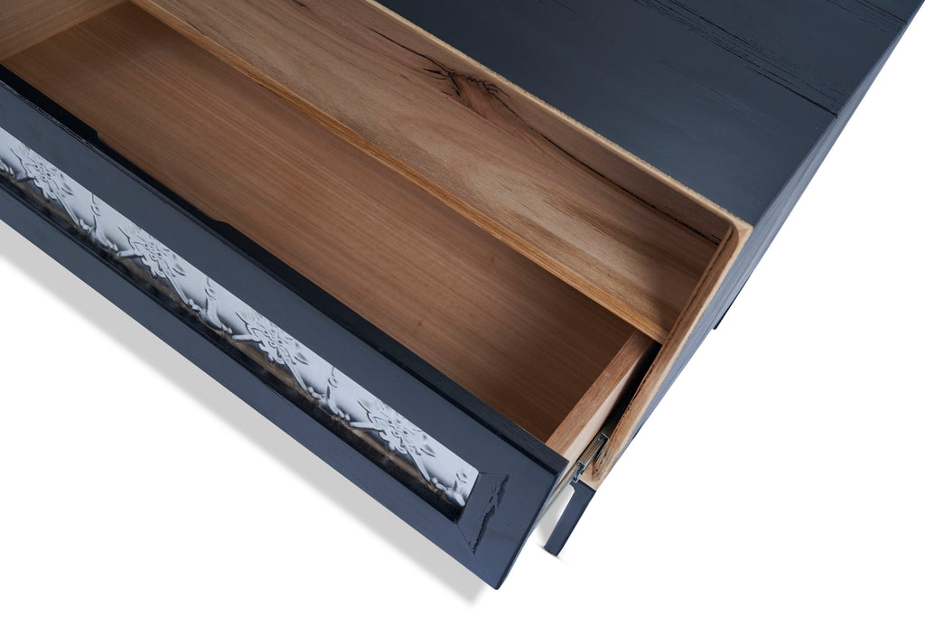 John TV Unit Black with Pressed Metal Drawers from Feliz Home