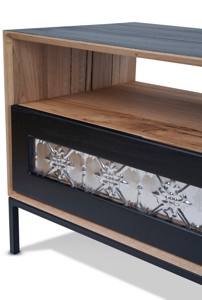 John TV Unit Black with Pressed Metal Drawers from Feliz Home