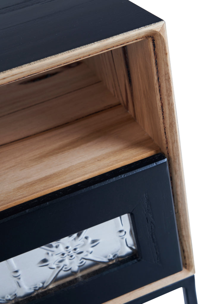 John TV Unit Black with Pressed Metal Drawers from Feliz Home