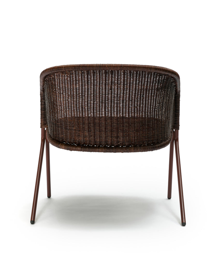 Kakۂ lounge chair (oxide red frame / rust rattan slimit) back