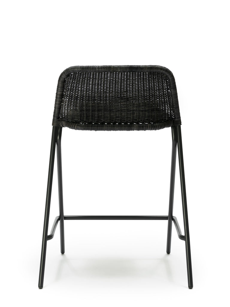 Kakۂ stool with backrest (graphite rattan slimit) back