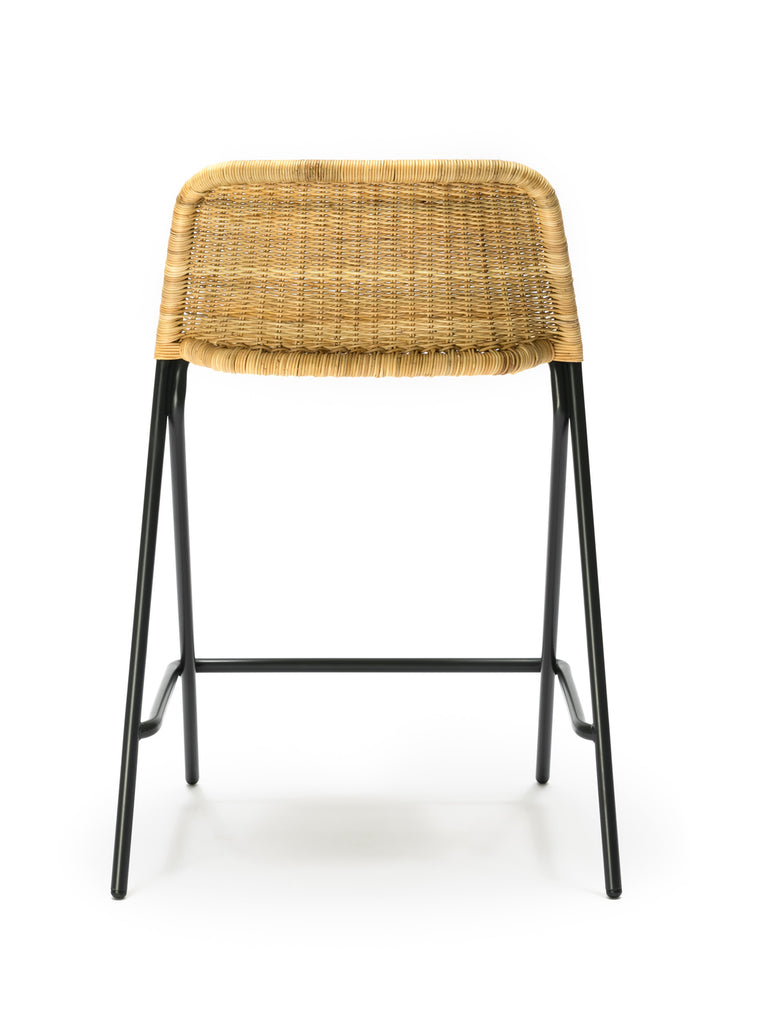 Kakۂ stool with backrest (natural rattan slimit) back