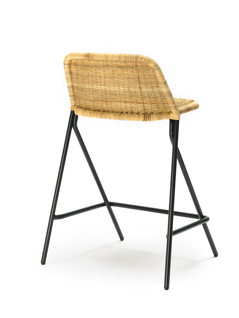 Kakۂ stool with backrest (natural rattan slimit) back angle