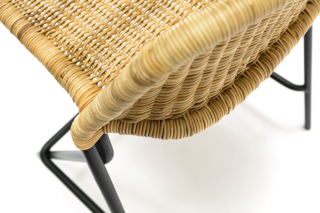 Kakۂ stool with backrest (natural rattan slimit) close up