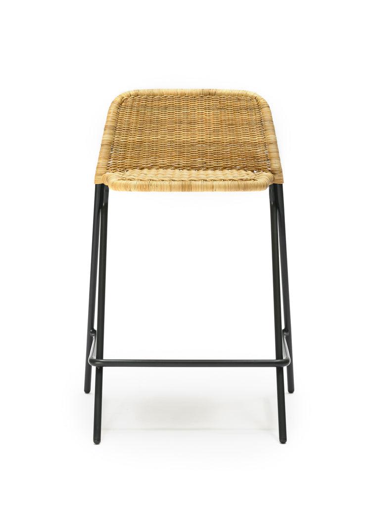Kakۂ stool with backrest (natural rattan slimit) front