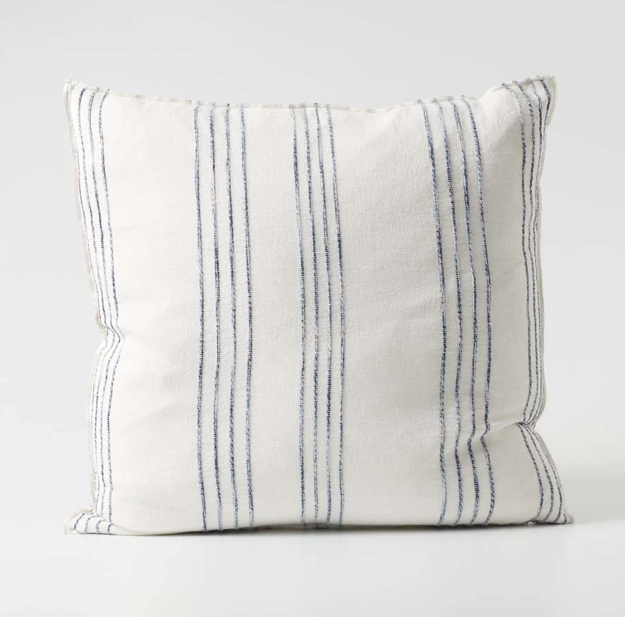 Rockpool Linen Cushion White/Navy Stripe Cushion Eadie Lifestyle