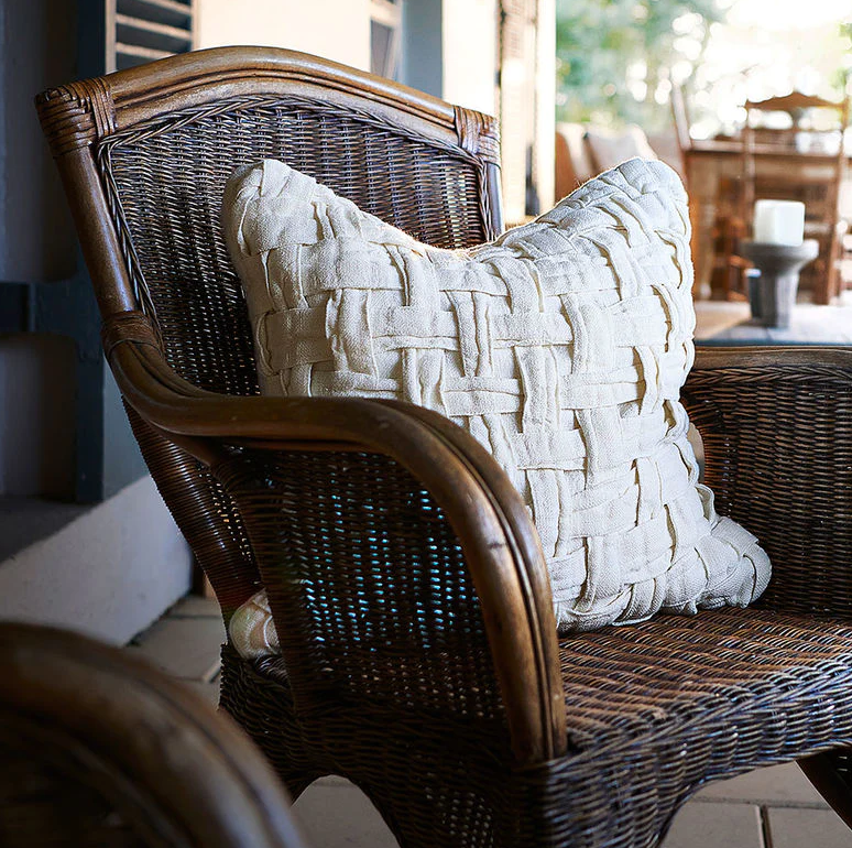 Crosier Handwoven Linen Cushion - Ivory