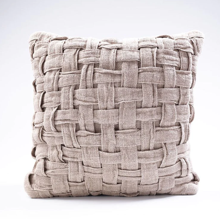 Crosier Handwoven Linen Cushion - Natural