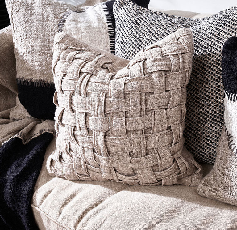 Crosier Handwoven Linen Cushion - Natural