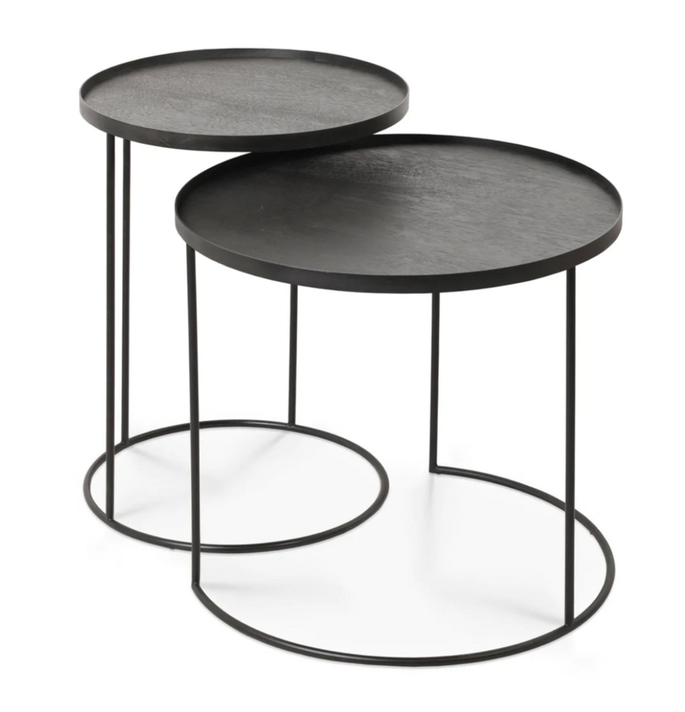 Ethnicraft Round Tray Side Table Set
